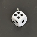 Creative black and white dice pendant with silver metal ring for DIY keychain accessory - Black and White Dice Pendant (PY048-B)