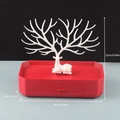 Red plastic jewelry organizer with white antler display stand and storage drawer - Tree Shape Deer Octagonal Drawer Box / Red