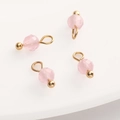 Set of four 4mm pink multifaceted gemstone pendants with gold loops for jewelry DIY - 4mm (5 Pcs/Pack) / Pink Cat's Eye