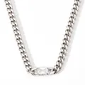 Collier chaîne gourmette argentée avec pendentif en zircone cubique rectangulaire - Chaîne Argentée + Zircone Blanche (PDD030)