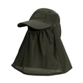Olive green outdoor sun hat with integrated breathable face mask and neck cover flap - Army Green (9269)