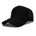 Classic plain black mesh trucker hat with solid front panel and adjustable snapback - One Size(56-58cm) / Regular Black Mesh Hat