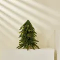 Mini tabletop artificial Christmas tree with warm LED lights and a natural wooden base - Green Original Naked Tree With LED Lights