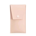Pink faux leather travel pouch with snap button for 8-piece makeup brush set - Nude Bag
