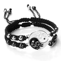Pulseras de cuerda trenzada negra con colgantes magnéticos de Yin Yang dragón para parejas - Tótem de Dragón Negro Par