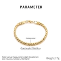 Macro detail of 210mm gold plated stainless steel curb chain bracelet with glossy finish - Gold (KB203741-ZCG)