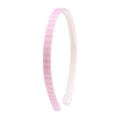 Close-up of glitter rainbow gradient headband with inner teeth for stability - Striped Pink