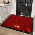 Strapazierfähige rote Fußmatte aus Gummi mit goldenem HOME-Schriftzug und Herzmustern - 60*90cm / Heimatszeichen