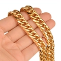 Men's thick Cuban link chain necklace in a polished gold finish, punk style jewelry - 4mm Wide Gold Lobster Buckle / 20cm Bracelet