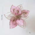 25cm pink artificial poinsettia with gold glitter edges and mesh for Christmas tree decor - Pink