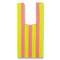 Pink and yellow vertical striped knit tote bag in a minimalist vest-style design - Yellow and Pink Stripes