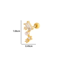 Gold stud earring with star, moon and pearl charm, size 1.06cm by 0.49cm - 6# Linear Pearl Style / Gold Yellow