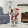 Large Santa Claus figurine in red snowflake coat for Christmas window display decoration - Patterned Suit with Accessories