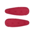 Lot de deux barrettes en tissu rouge avec texture à pois et bords festonnés - Pince Goutte à Bord Festonné (Lot de 2) / Rouge Foncé-Pois