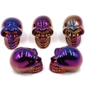 Set of five rainbow electroplated crystal skull ornaments with metallic luster finish - No.10 (Rainbow Metallic Luster)