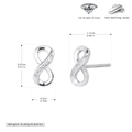 Dimensioni dettagliate degli orecchini infinito in argento 925 con zirconi cubici - Argento