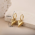 Polished gold stainless steel heart hoop earrings with 2.6cm total height measurements - Gold Polished Heart (ER-37)