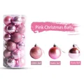 Pink Christmas ornaments set with glitter matte and shiny baubles in a clear tube - 6cm 24pcs Set / Pink