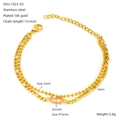 Double-layered 18K gold plated stainless steel bracelet with a pink zircon stone - 18K Gold / Pink