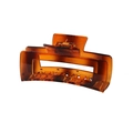 Large tortoiseshell hair claw clip with rectangular hollow design and golden spring - Glossy Rectangular Tortoiseshell