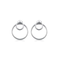 Pendientes de aro de plata S925 con diseño de doble círculo concéntrico para mujer - Círculos concéntricos dobles modernos
