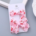 Pink cherry pattern handmade ribbon bow hair clips set for girls on a white display card - Cherry Print