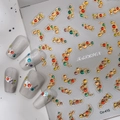 Primer plano de pegatinas 3D Co-415 con diamantes de colores en uñas con degradado gris - Estilo Lujo Dorado Irregular(CO-415 Dorado)