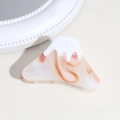 Triangle hair claw clip with orange marble pattern and creamy white top splash design - Beige Mount Fuji Marble