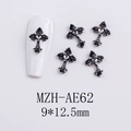 Gothic silver cross nail charm with black rhinestones and 9x12.5mm size detail - AE62-Black Gem Cross