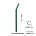 Blue-grey curved glass straw 20cm length 8mm diameter for reusable drinkware - Curved Tube / Blue Grey