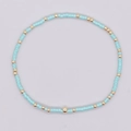 Pulsera de la amistad artesanal con cuentas turquesas y doradas de estilo bohemio - Cuentas de Columna Azul Lago Oro
