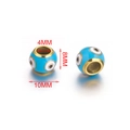 Dettaglio delle perle in smalto occhio blu da 10mm per gioielli fai-da-te con misure - Base Celeste Pois Bianchi