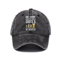 Washed black vintage cotton baseball cap with retro humor graphic and curved brim - L (58-60cm/Adjustable) / Washed Dark Grey (Necesito Cerveza)