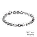 Detail shot of silver stainless steel O-chain bracelet with 200x5.5mm size specs - 5.5mm Rolo Chain Style (KB126643-Z)