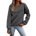 Felpa grigio scuro da donna con girocollo e stampa grafica 'Smile' con cuore - grigio scuro