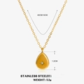 Collana in acciaio inossidabile dorato con ciondolo a goccia e zircone a stella - Collana a Goccia / Oro