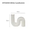 White S-shaped wave ceramic candle holder with vertical stripes, matte finish, 14x12cm - HP0589W S-Shaped Holder / White
