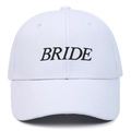 Casquette classique en coton blanc avec broderie noire BRIDE pour mariages et fêtes - Réglable / Blanc