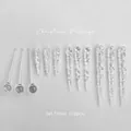 Christmas 12-piece transparent icicle ornament set with various crystal snowflake shapes - Set 3 (12pcs)