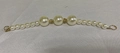 Elegant white pearl bracelet with gold diamond-encrusted beads and secure golden clasps - 56-58cm / White Pearl and Rhinestone Adjustable Bracelet (AB51)