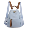 Zaino in nylon azzurro con spalline in pelle marrone e eleganti finiture dorate - Azzurro