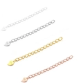 S925 sterling silver extender chains for jewelry in silver, gold, rose gold and black finish - 5CM Heart Extension Chain / Silver