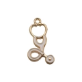 Goldener Stethoskop-Anhänger mit weißem Emaille-Finish für DIY-Schmuck und Basteln - Weißes Emaille Medizinisches Stethoskop (12006)