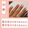 Uñas postizas cortas de bailarina con brillo naranja y 24 piezas en tonos rosa brillante - Tipo de Pegamento / Chica de Latido Rosa (W1384)