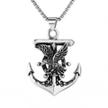 Collana in acciaio inossidabile argento con ciondolo audace a forma di aquila e ancora - Ancora Aquila + Catena in Acciaio Inossidabile