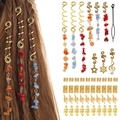Set di 49 gioielli per capelli dorati con pietre naturali e pendenti a foglia per trecce - Stile Due (Set da 121 Pezzi 2)