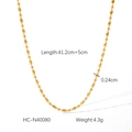 Dettaglio della collana di perle in acciaio inossidabile dorato con estensione di 5 cm - Stile Perline a Oliva (HC-N40080)