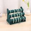 Three-tier dark green velvet bracelet display stand for watches and jewelry storage - Dark Green Velvet (3-Tier)