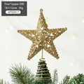 Puntale a stella dorata glitterata per albero di Natale, misura 16x12cm - Puntale per Albero d'Oro (Stile D) / 12x16cm/35g