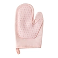 Manopla de cocina rosa de algodón resistente al calor con agarre de silicona y lazo colgante - Corazón Rosa Con Silicona Mano Derecha-1Pc